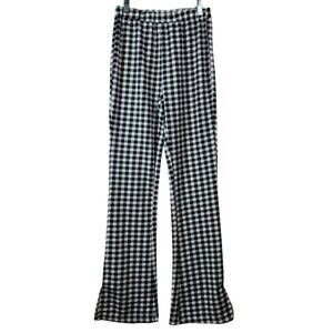 2/$15 Shein Flare Pants Black White Small Check Pull On Houndstooth Gingham